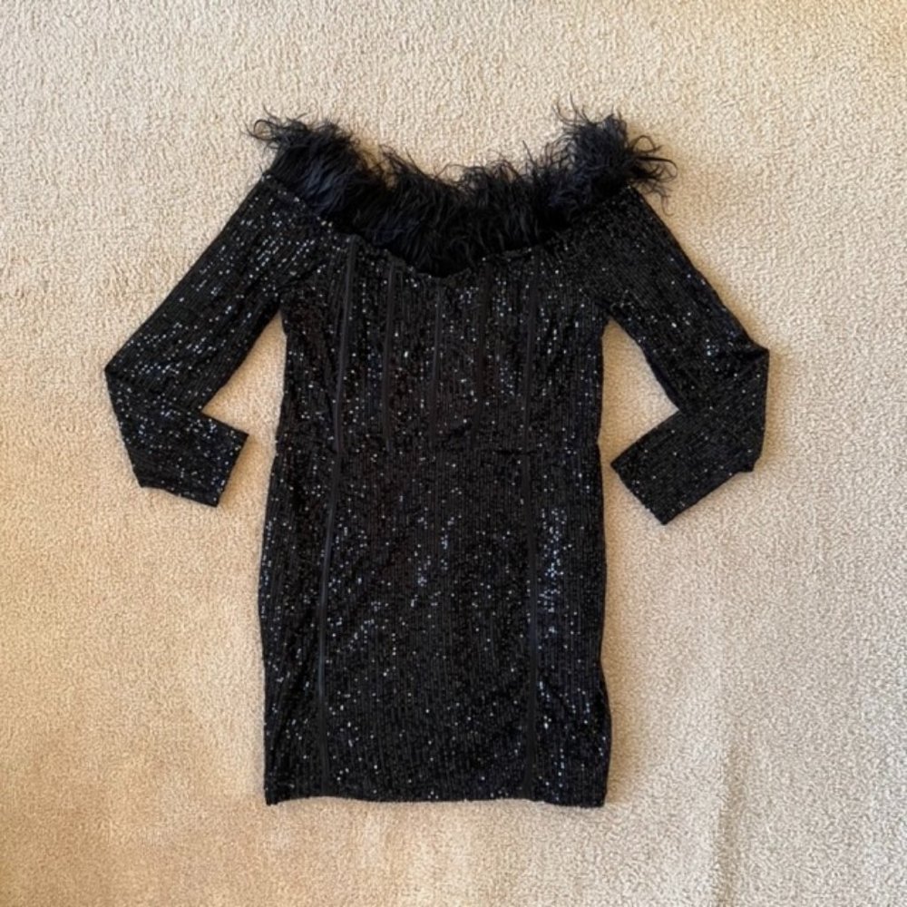 Black Sequin Mini Dress